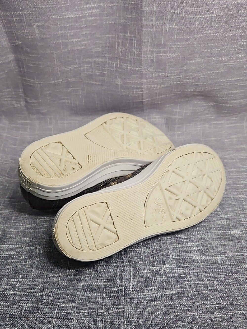 Converse Chuck Taylor All Star Ox Washed Linen Low Top Sneakers Grey Gold Accent - Picture 6 of 15